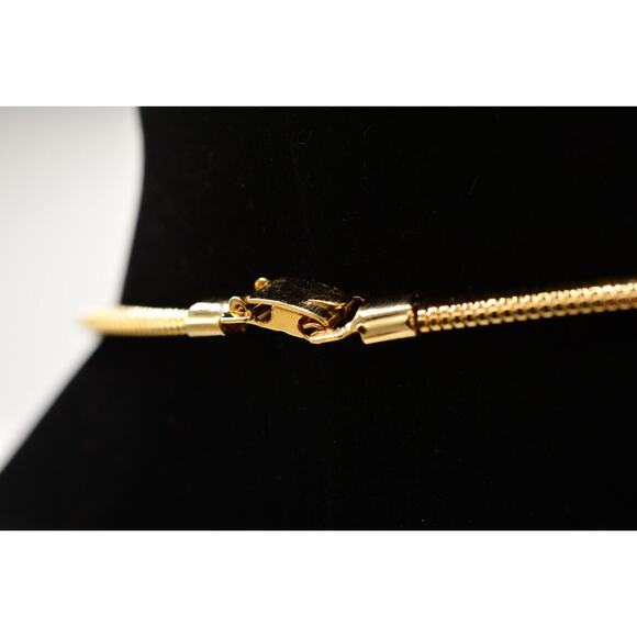 Vintage Collar Necklace Magenta Red Enamel Gold Flex Omega Chain Chunky Bin2C - Picture 6 of 12